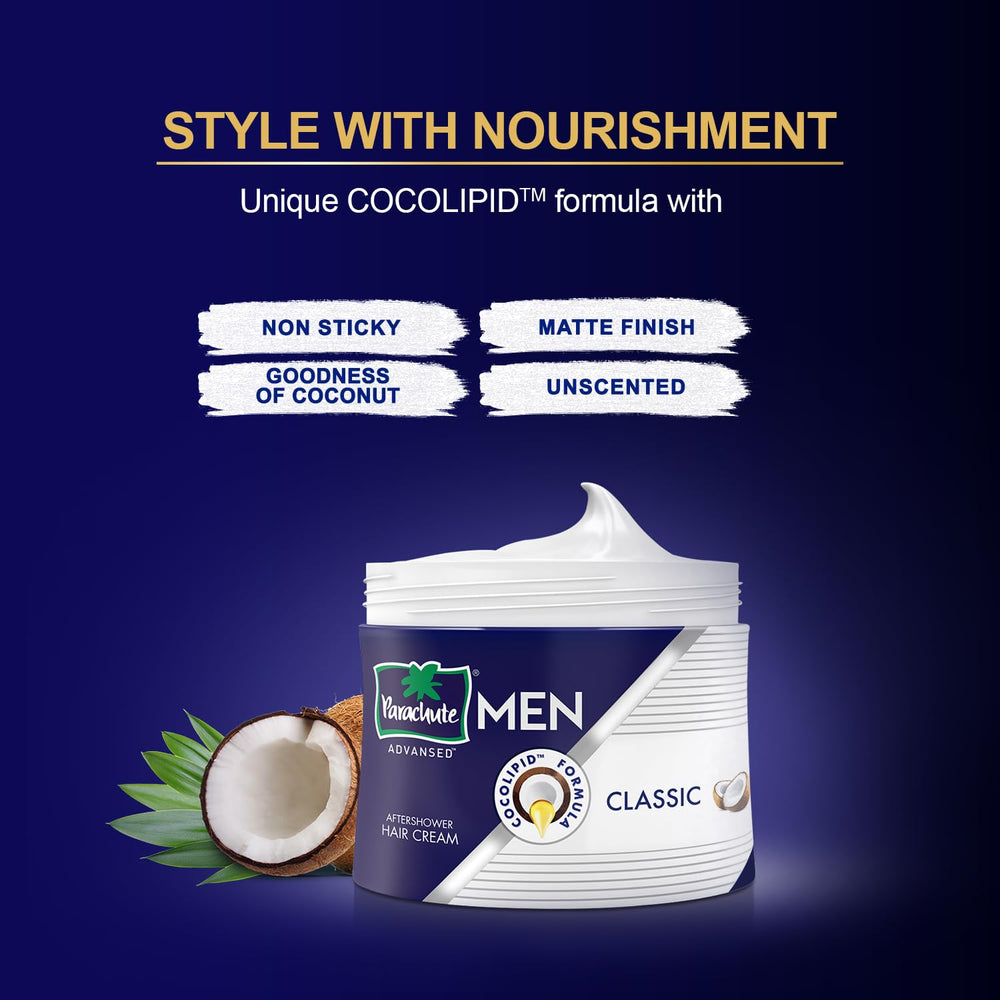 Parachute Advansed Hair Cream non sticky formula helps keep hair tidy throughout the day.