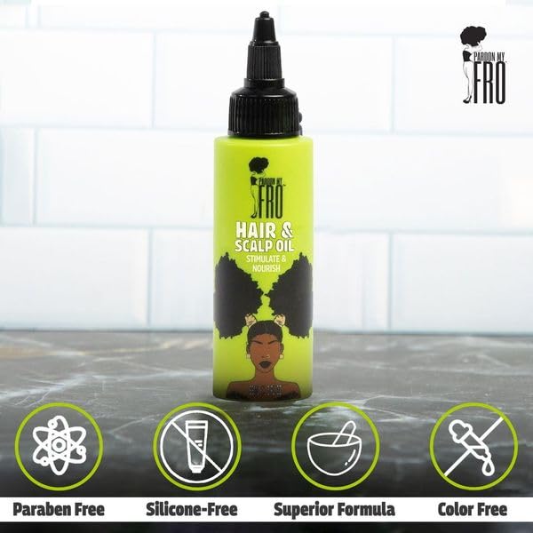 Daily-use scene with Pardon My Fro hair oil for healthier look