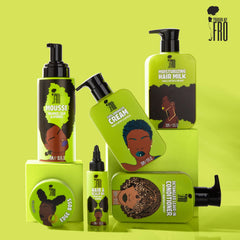 Citrus-scented Pardon My Fro bottle delivering a fresh, non-greasy feel