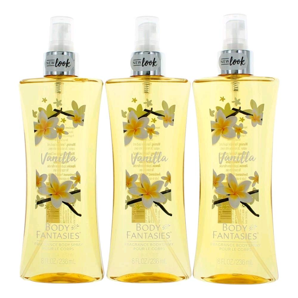 Parfums De Coeur Vanilla Body Fantasies 8oz spray bottle for all-day floral-vanilla freshness.