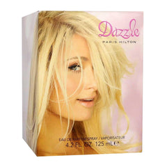 Paris Hilton Dazzle EDP cap design close-up, premium packaging.