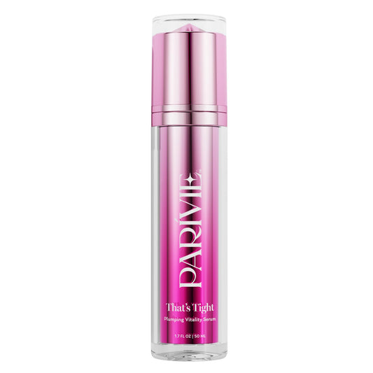 Parívie That’s Tight serum bottle close-up highlighting immediate plumpness