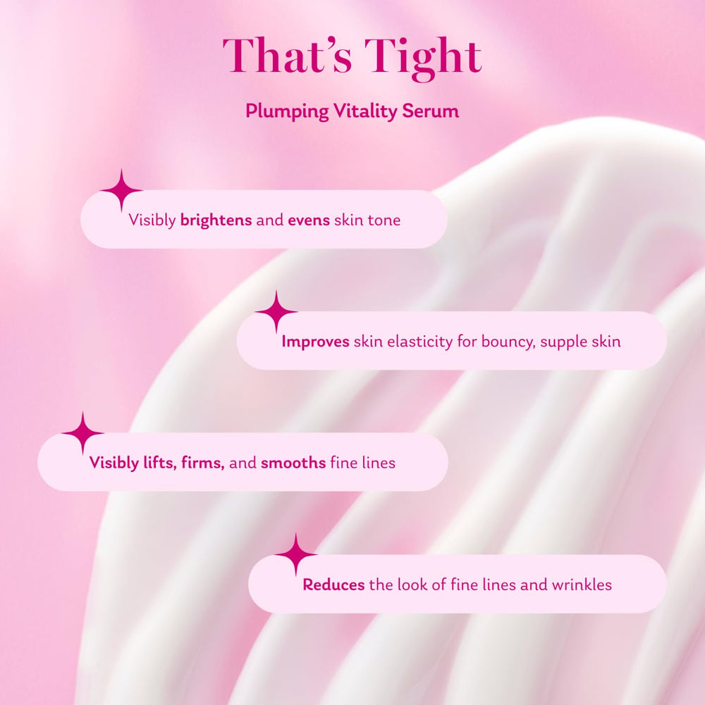 Parívie That’s Tight serum texture close-up suggests smooth, plump skin