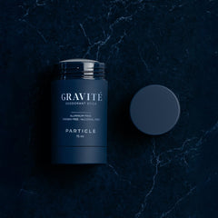 Particle Gravite Deodorant packaging front displaying premium branding for daily confidence.