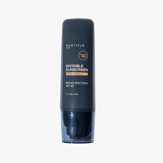 Particle Invisible Sunscreen shows clear application with no white cast.
