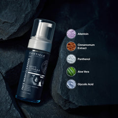 Particle Mens Face Wash pump dispenser ready for shower use.