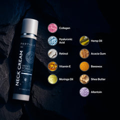 Particle Neck Cream being massaged in demonstrates easy application every morning.