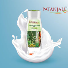 Patanjali Kesh Kanti Milk Protein Shampoo lather close-up for thorough cleansing.