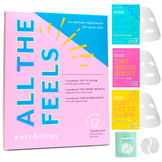 Patchology All the Feels Just Let It Glow mask delivers hydration for radiant skin.