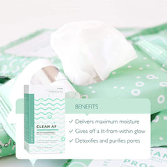 Patchology Clean AF wipes sheet closeup highlights soft texture for gentle cleansing.