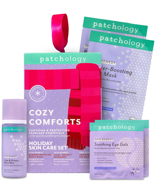 Patchology Cozy Comforts packaging—ready-to-gift holiday skincare set.