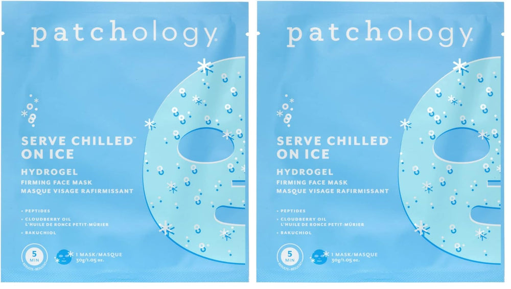Patchology iced cooling hydrogel mask pack two, showcasing refreshing, firming care