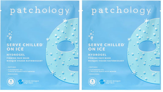 Patchology iced cooling hydrogel mask pack two, showcasing refreshing, firming care