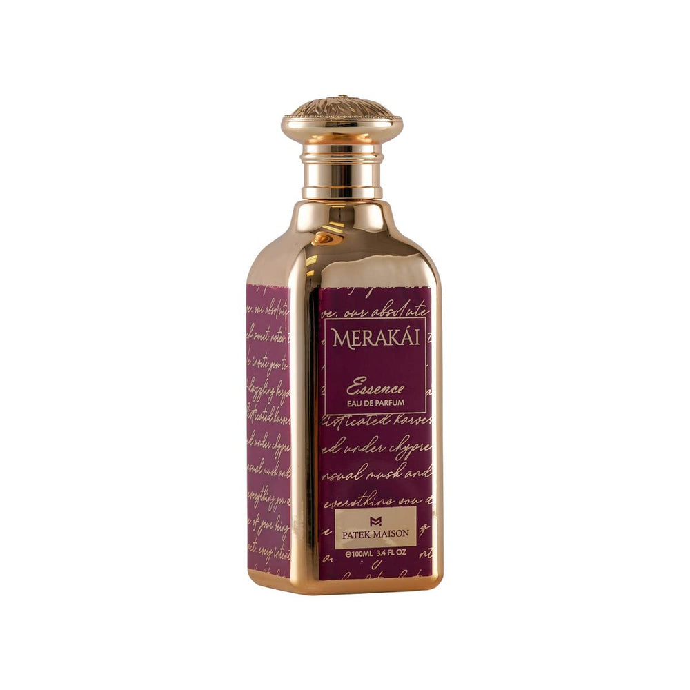Patek Maison Merakai Essence bottle-closeup, highlighting creamy vanilla and citrus notes.