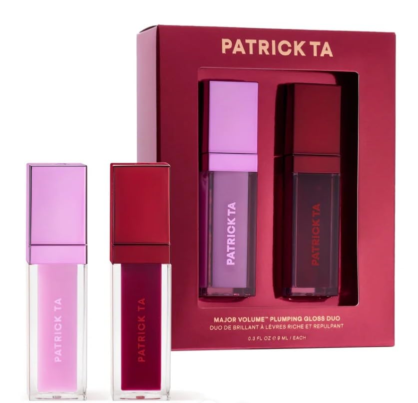Patrick Ta Major Volume Plumping Gloss Duo in Headliner adds high shine and fullness.