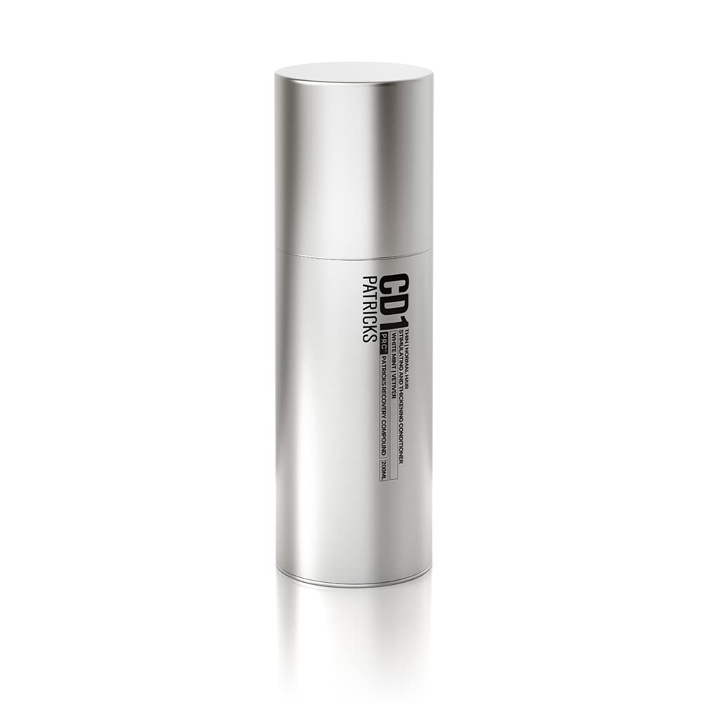 PATRICKS CD1 thickening conditioner bottle as part of a grooming routine.