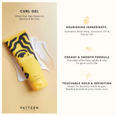 PATTERN Curl Gel pump ensures mess-free dispenses for even product distribution.
