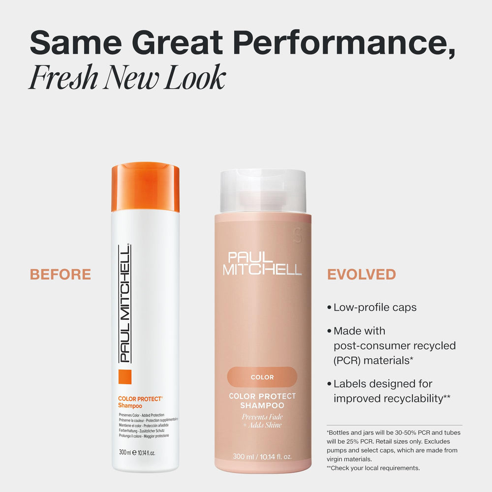 Paul Mitchell Color Protect Shampoo bottle back label highlights usage and sun protection