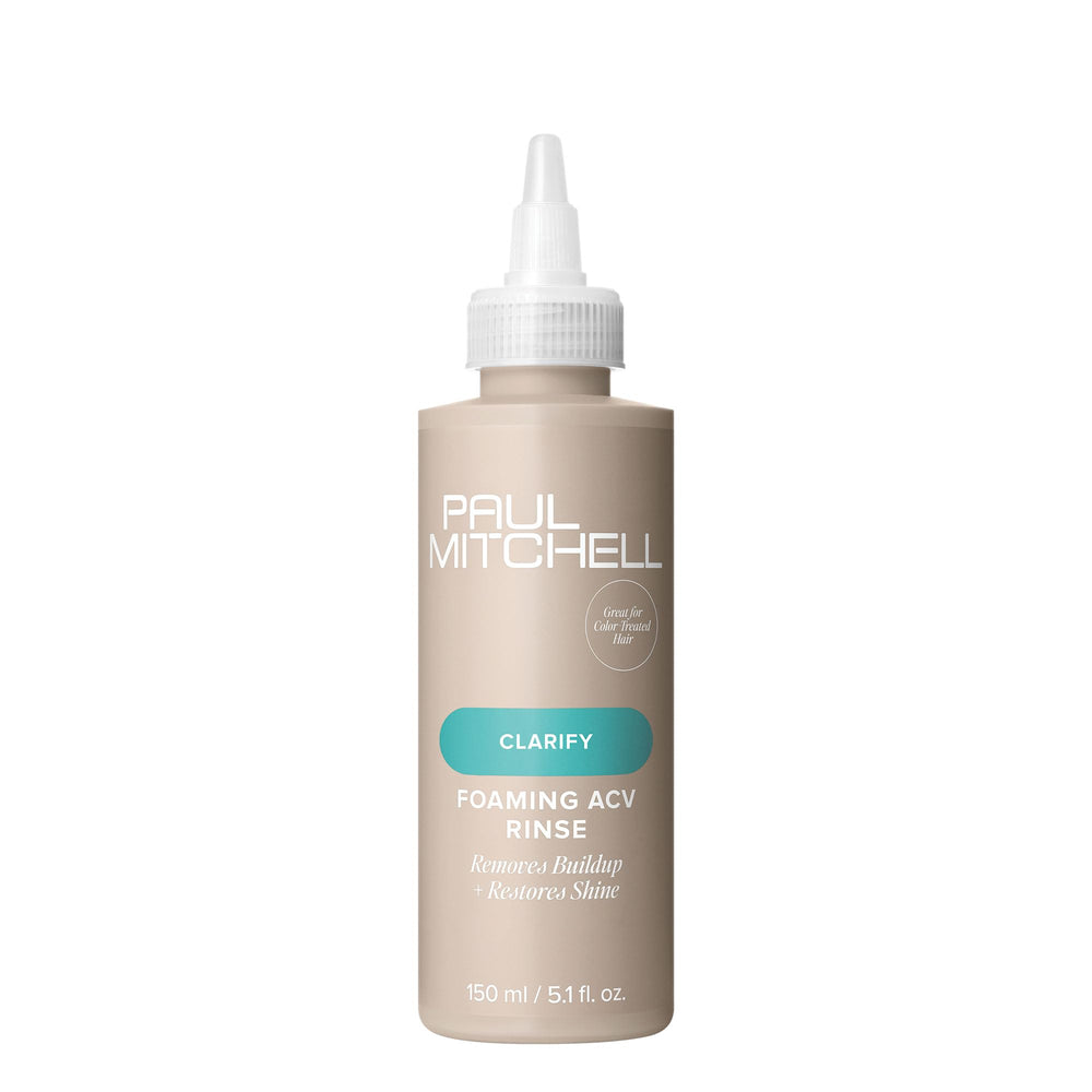 Paul Mitchell Foaming ACV Rinse bottle pour removes buildup and adds shine