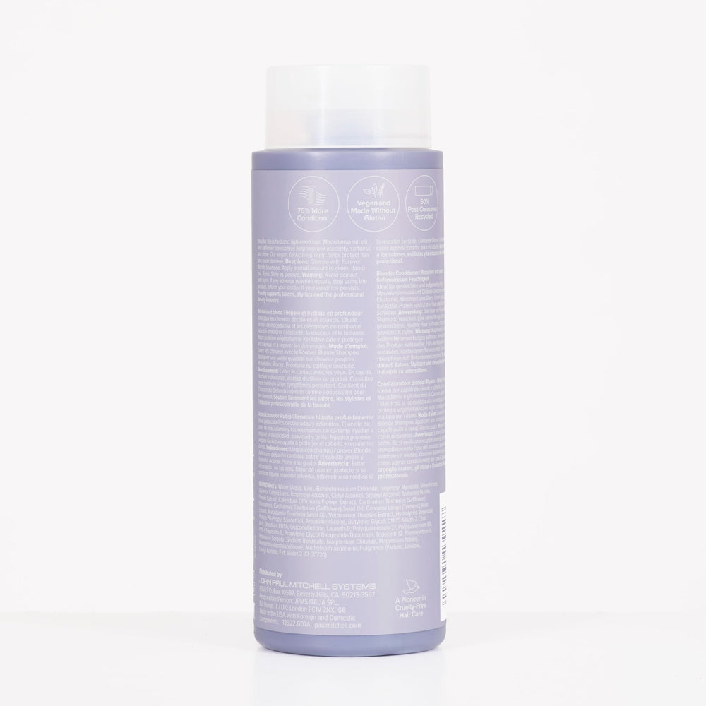 Nourishing blend of macadamia oil and safflower oleosomes in Forever Blonde conditioner