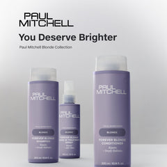 Paul Mitchell Forever Blonde Shampoo applied to hair with light reflecting shine