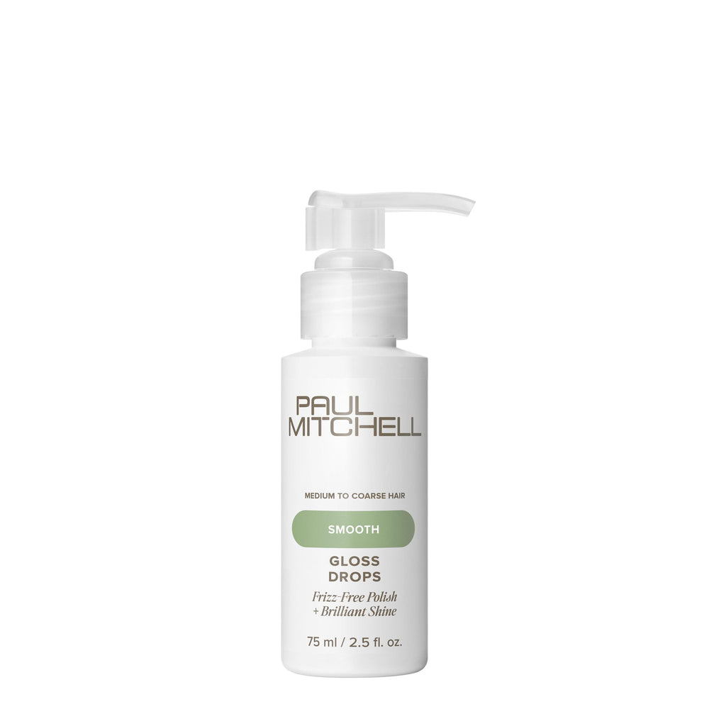 Paul Mitchell Gloss Drops bottle front showing sleek shine for glossy results