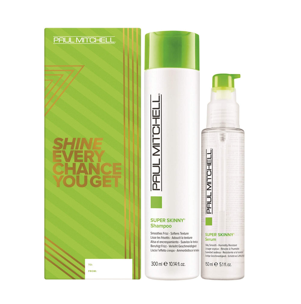 Paul Mitchell Super Skinny Shampoo bottle delivers smoother, more manageable hair.