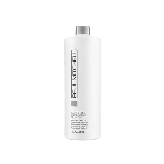 Paul Mitchell Soft Sculpting Spray Gel bottle for natural hold with high shine.