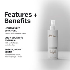 Hair with Paul Mitchell Soft Sculpting Spray Gel defining natural curls.