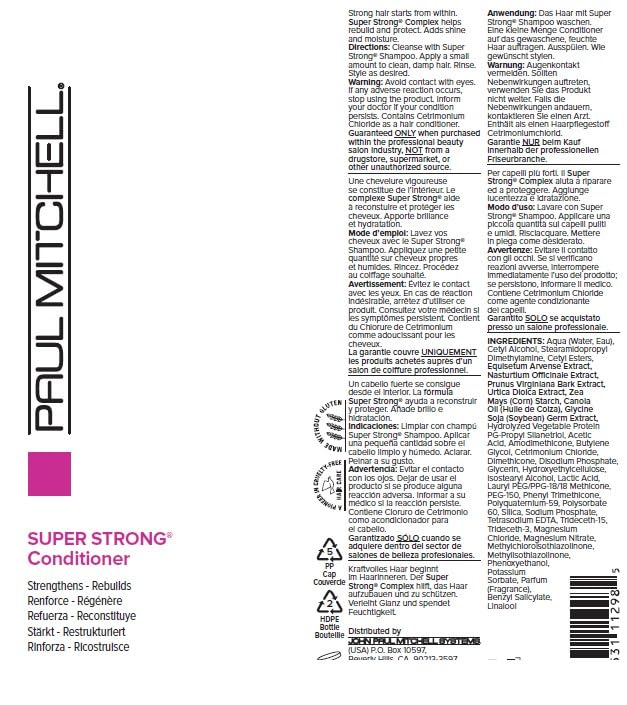 Close-up label of Paul Mitchell Super Strong Conditioner