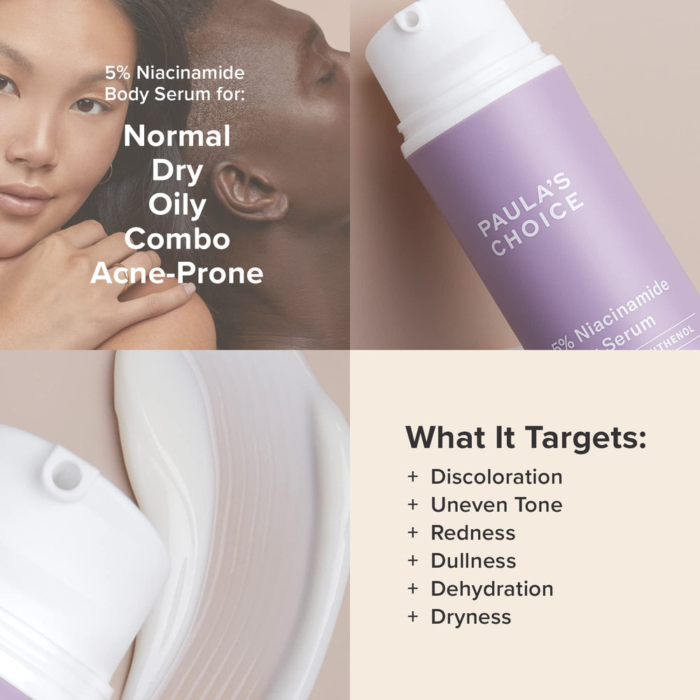 Fragrance-free Paula's Choice body treatment bottle with pump for easy daily use.