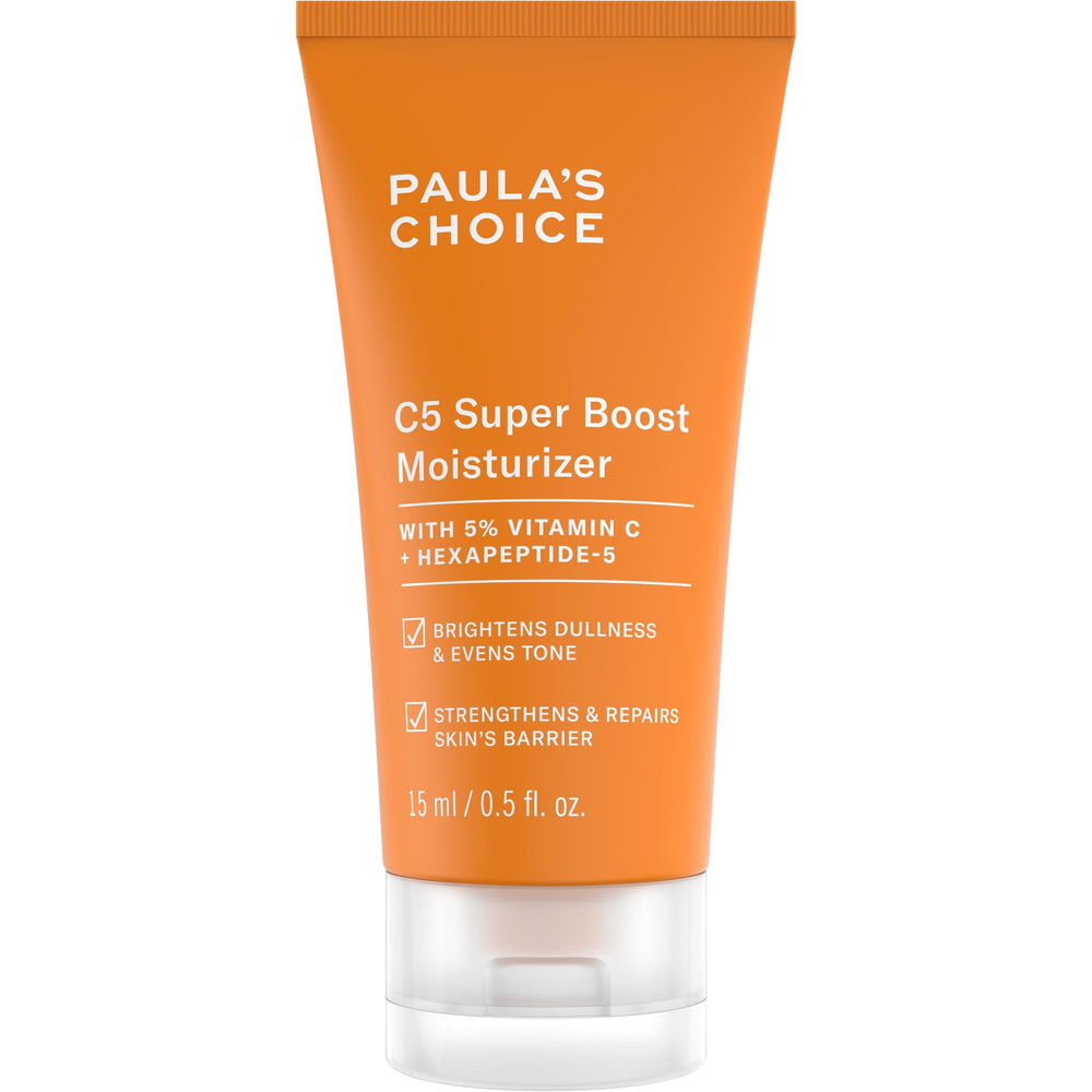 Paula's Choice C5 Super Boost Moisturizer bottle showing premium daily-use packaging and hydration potential.