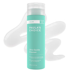 Paula's Choice CALM Ultra-Gentle Cleanser bottle front calms sensitive skin during cleansing.
