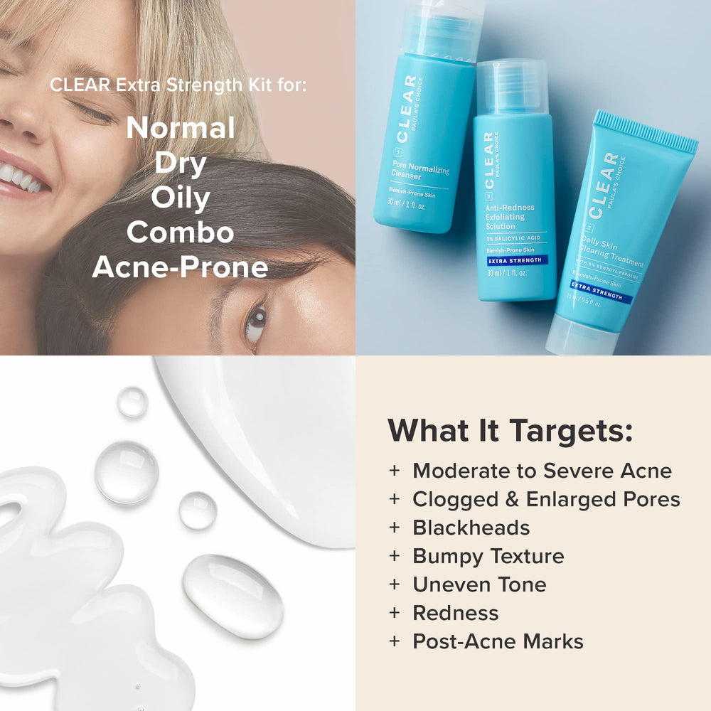 Paula's Choice CLEAR acne travel kit packaging visible for on-the-go care.