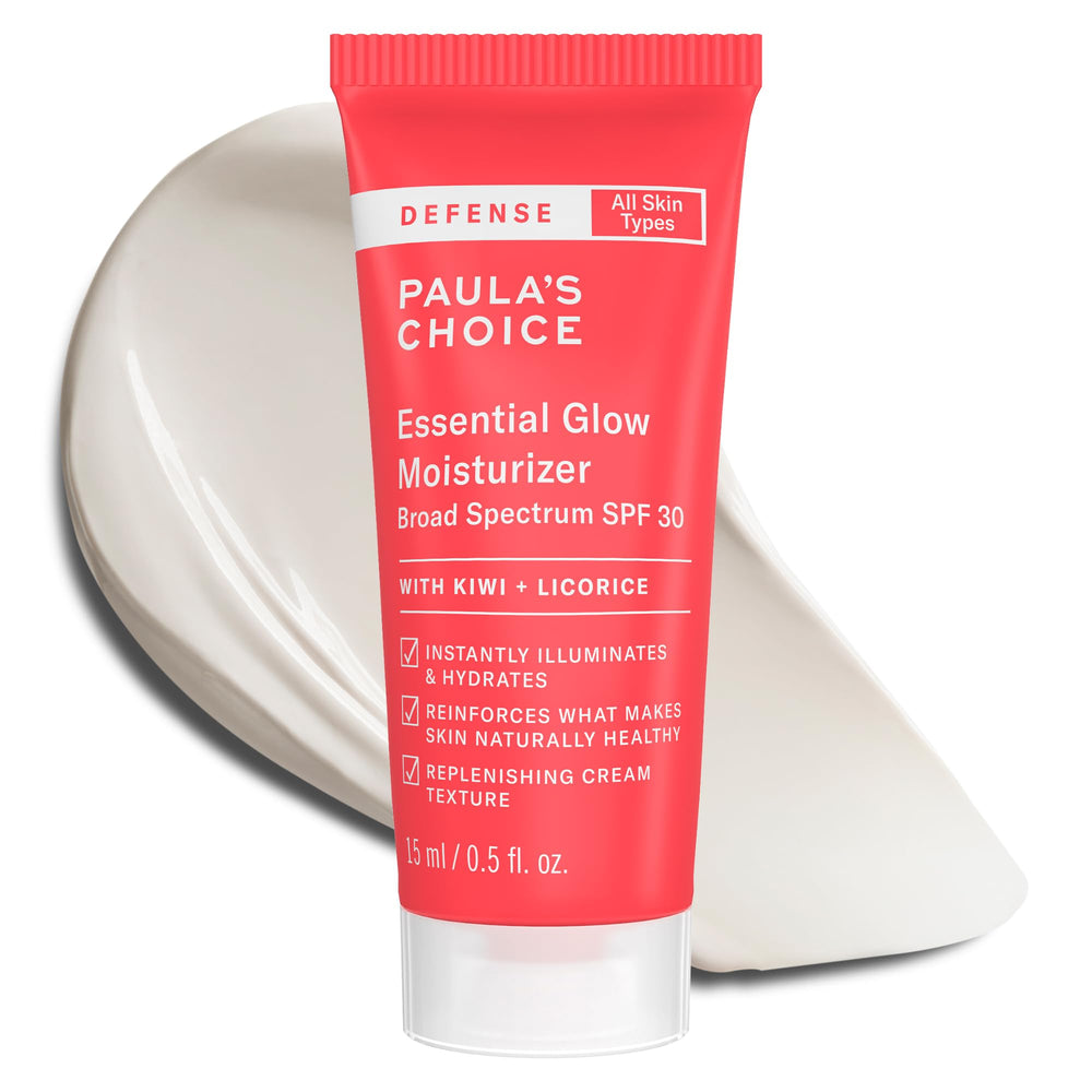 Paula's Choice Defense Essential Glow bottle front showing daily mineral SPF protection