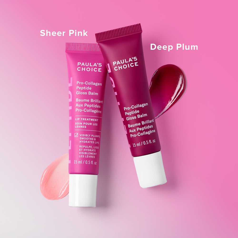 Paula's Choice Pro-Collagen Peptide Gloss Lip Balm sheer plum tint adds subtle color
