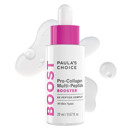 Paula’s Choice Pro-Collagen Serum bottle demonstrates multi-peptide support for smoother-looking skin.