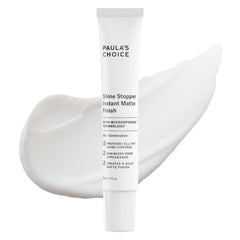 Paula's Choice Shine Stopper bottle close-up showing oil-control and matte finish.