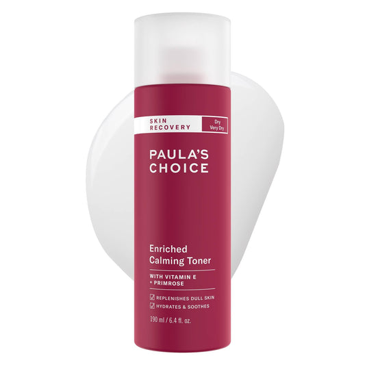 Paula's Choice Skin Recovery Calming Toner bottle delivers hydration for dry, sensitive skin.