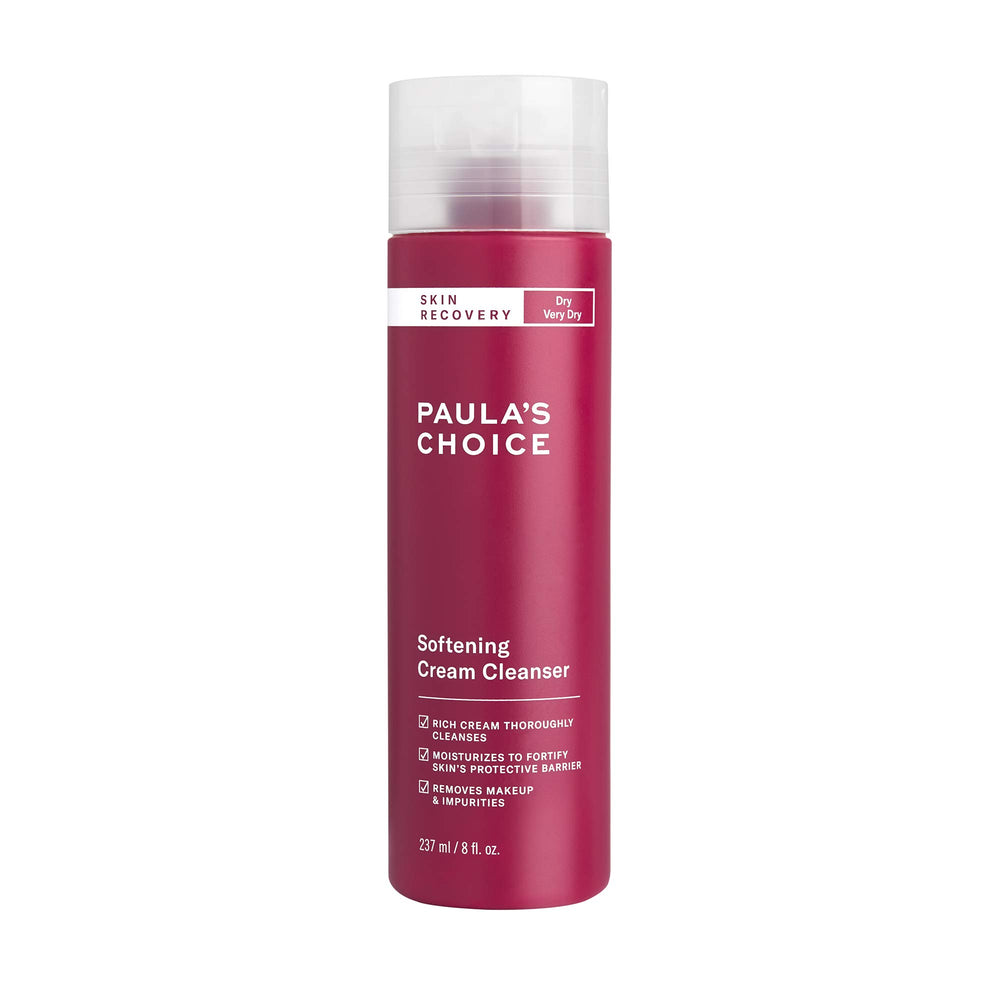 Paula's Choice Skin Recovery Cream Cleanser bottle with gentle hydration for dry skin.