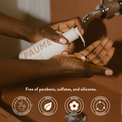 PAUME Probiotic Hand Balm label detail shows size and benefits