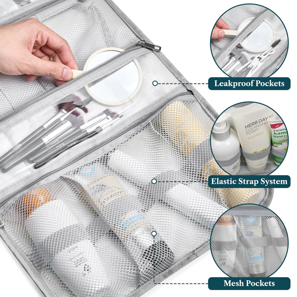 PAVILIA foam-padded compartments protect bottles during travel.