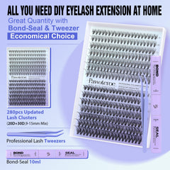 Pawotence 20D/30D cluster lashes 9-15mm for customizable styles.