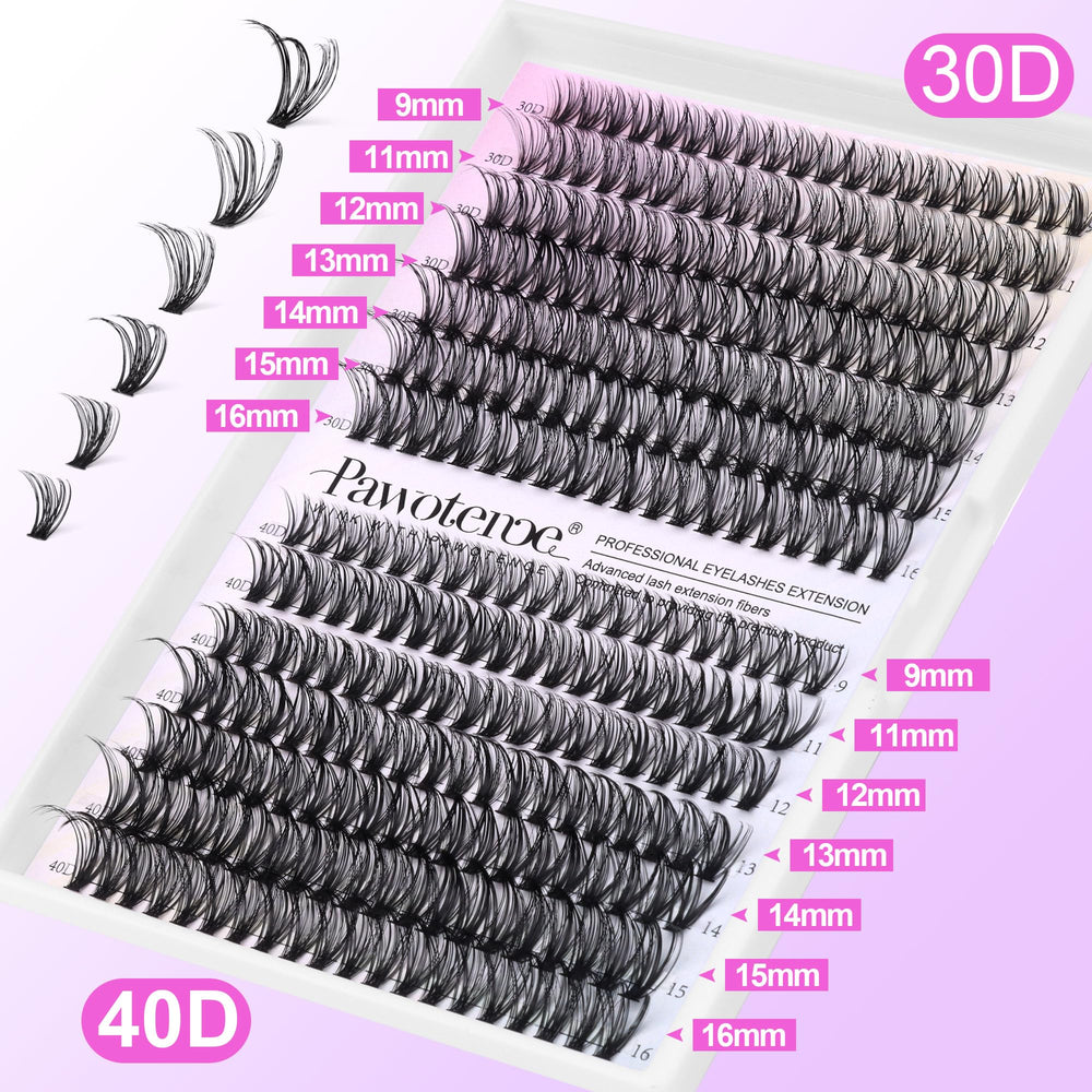 Pawotence cluster lashes 30D/40D in 9-16mm for versatile styles