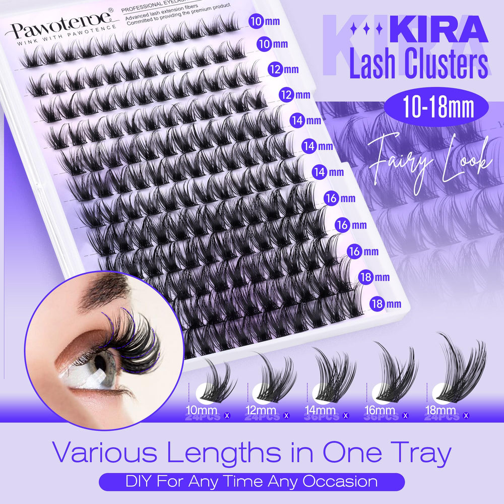 Pawotence Kira lash clusters kit 16mm creates elegant fringe and lift.