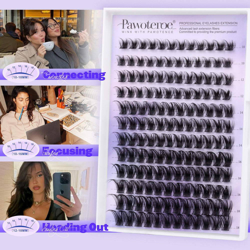 Pawotence Kira lash clusters on eye demo show wispy, natural finish.