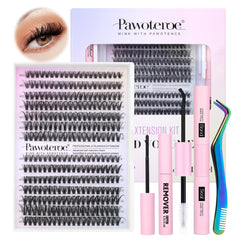 Pawotence lash extension kit with 280 cluster lashes for customizable looks at home