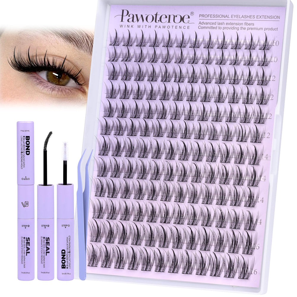 Pawotence natural lash clusters 10-16mm for subtle daily glamour.
