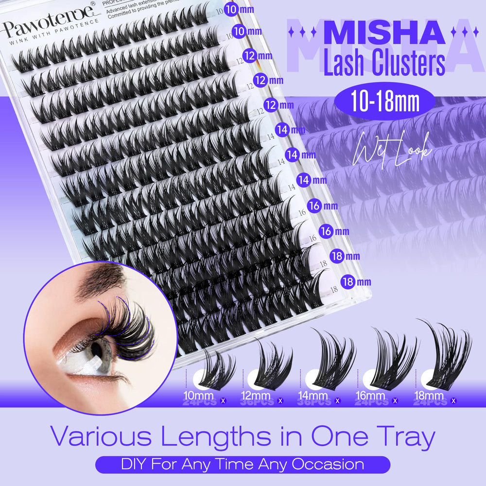 Pawotence wet look lash clusters deliver radiant, feathery volume.