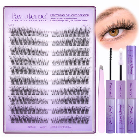 Pawotence Wispy Lash Clusters 180pcs for natural at-home lash extensions